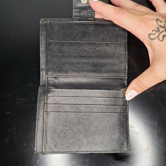 Prada Compact Bifold Wallet - Black Nylon w/ Triangle Prada Logo - Picture 6 of 16
